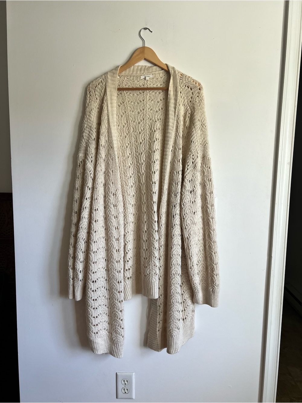 Plus Size Pointelle Open Stitch Duster Cardigan 4X
